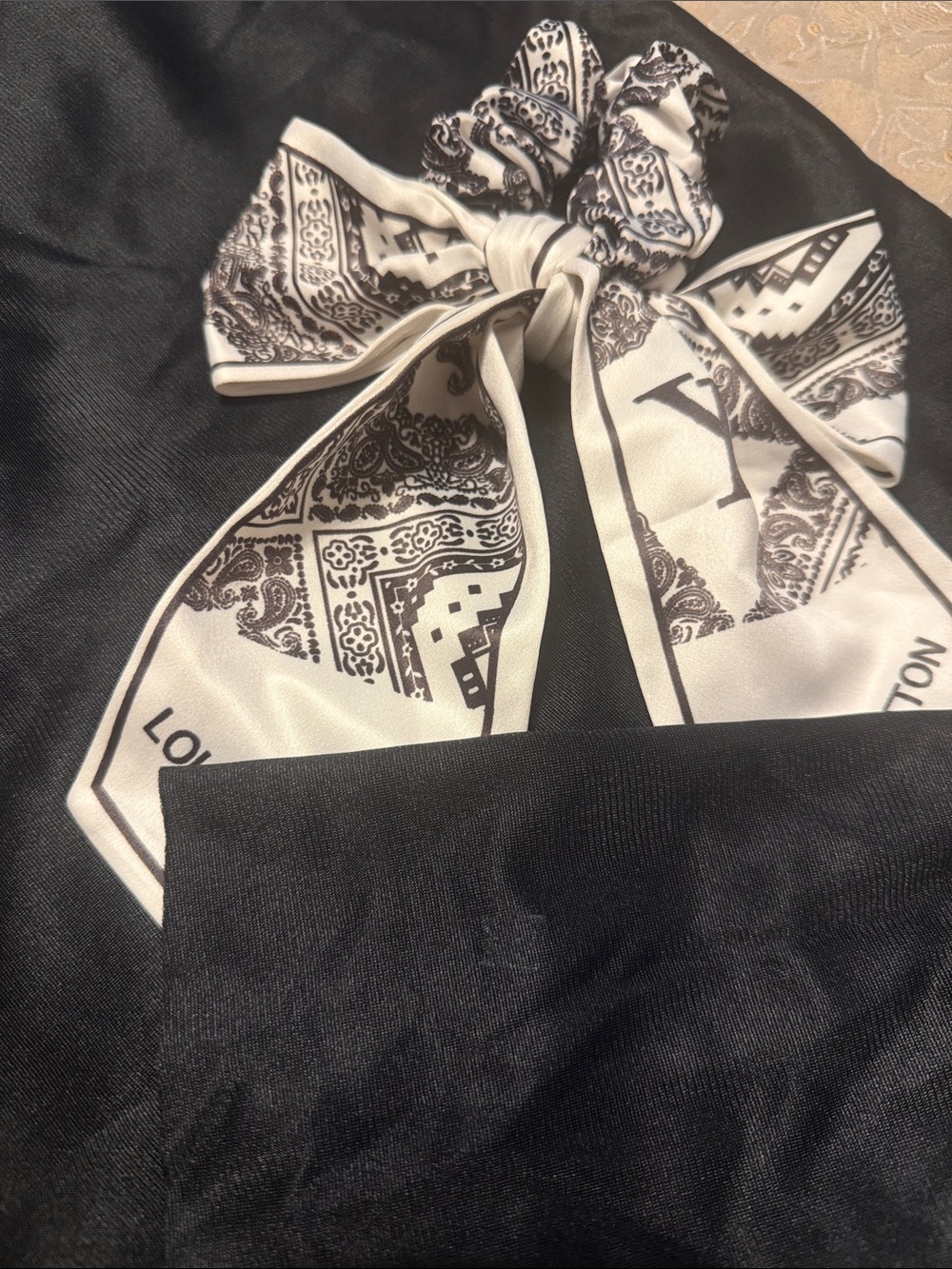 Black Women's Shorts with White Patterned Bow Accent